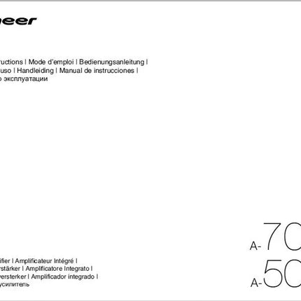 Pioneer A-70DAS Amplifier Owners Manual