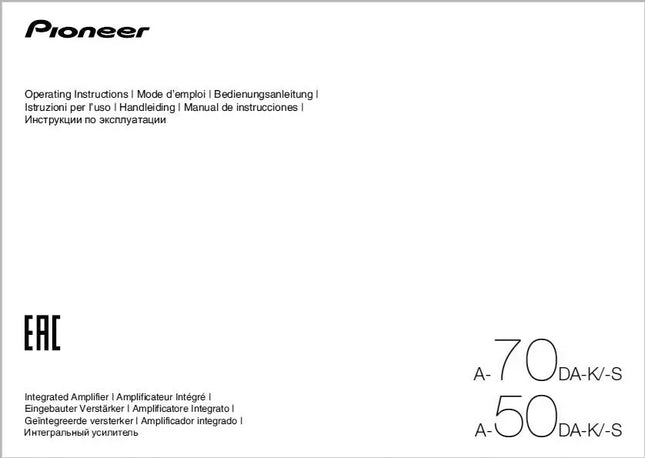 Pioneer A-70DAS Amplifier Owners Manual