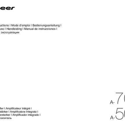 Pioneer A-70K Amplifier Owners Manual