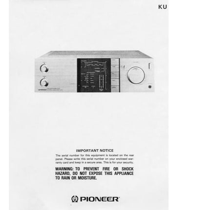 Pioneer A-8 Amplifier Owners Manual