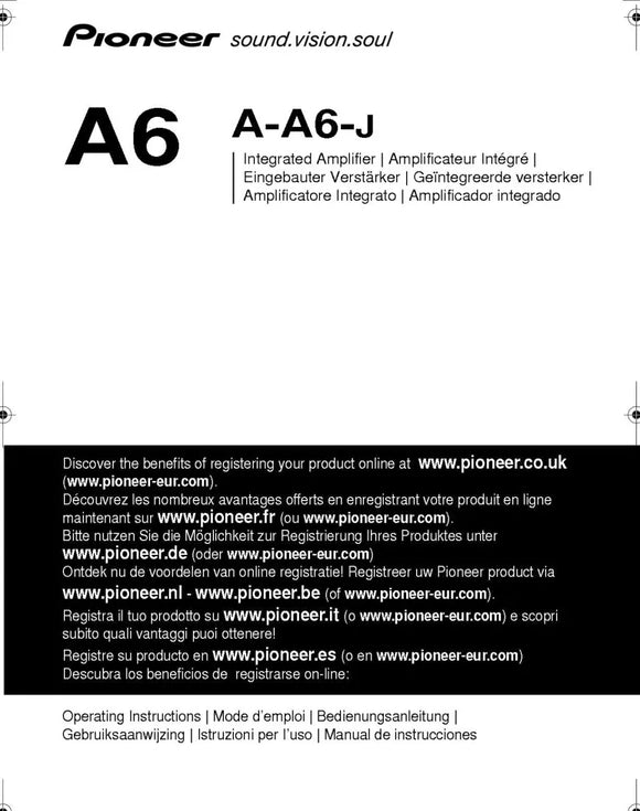 Pioneer A-A6-J Amplifier Owners Manual