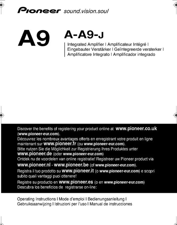 Pioneer A-A9-J Amplifier Owners Manual