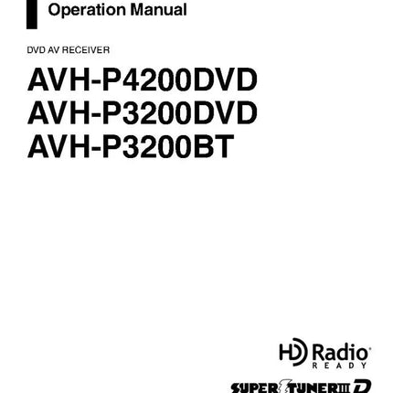 Pioneer AVH-P3200 AV Receiver Owners Manual