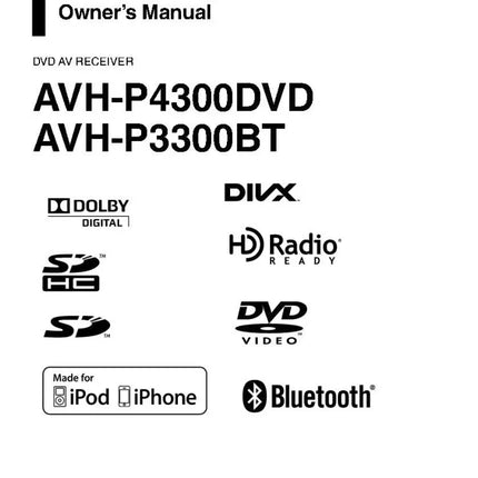 Pioneer AVH-P3300BT AV Receiver Owners Manual