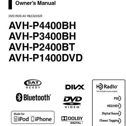 Pioneer AVH-P3400BH AV Receiver Owners Manual