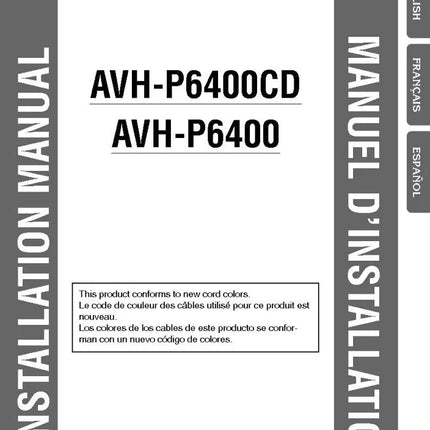 Pioneer AVH-P6400 AV Receiver Owners Manual