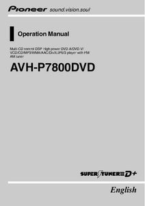 Pioneer AVH-P7800DVD AV Receiver Owners Manual