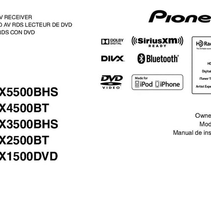 Pioneer AVH-X1500DVD AV Receiver Owners Manual