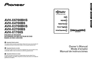 Pioneer AVH-X1700S AVH-X2700BS AVH-X3700BHS AVH-X4700BS AVH-X5700BHS Receiver Manual