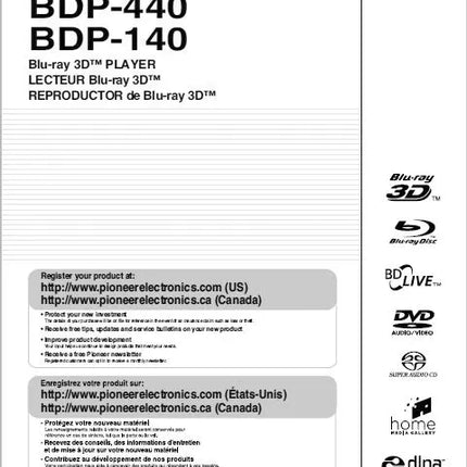 Pioneer BDP-140 Blu-ray Player Owners Manual
