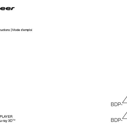 Pioneer BDP-43FD Blu-ray Player Owners Manual