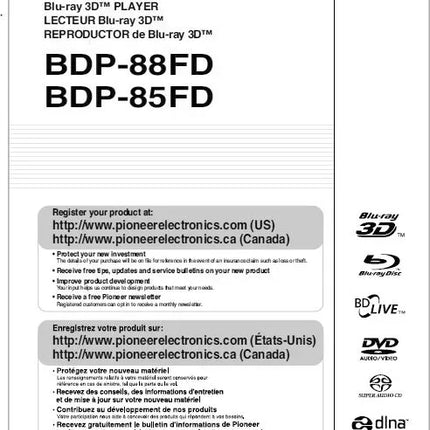 Pioneer BDP-85FD Blu-ray Player Owners Manual