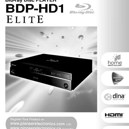 Pioneer BDP-HD1 Blu-ray Player Owners Manual