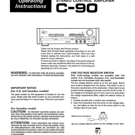 Pioneer C-90 Amplifier Owners Manual