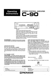 Pioneer C-90 Amplifier Owners Manual