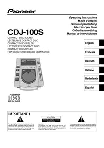 Pioneer CDJ-100S CD Player Owners Manual