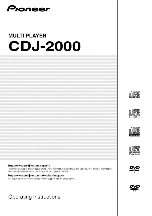 Pioneer CDJ-2000 CD Player Owners Manual