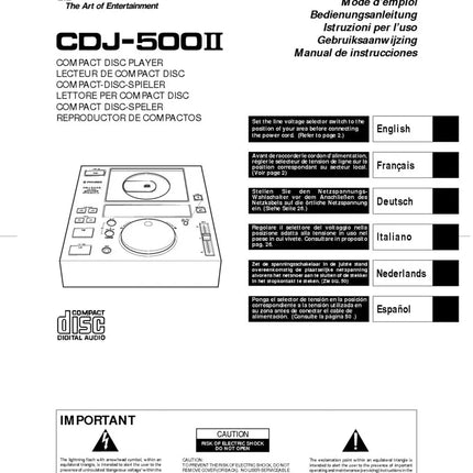 Pioneer CDJ-500II CD Player Owners Manual