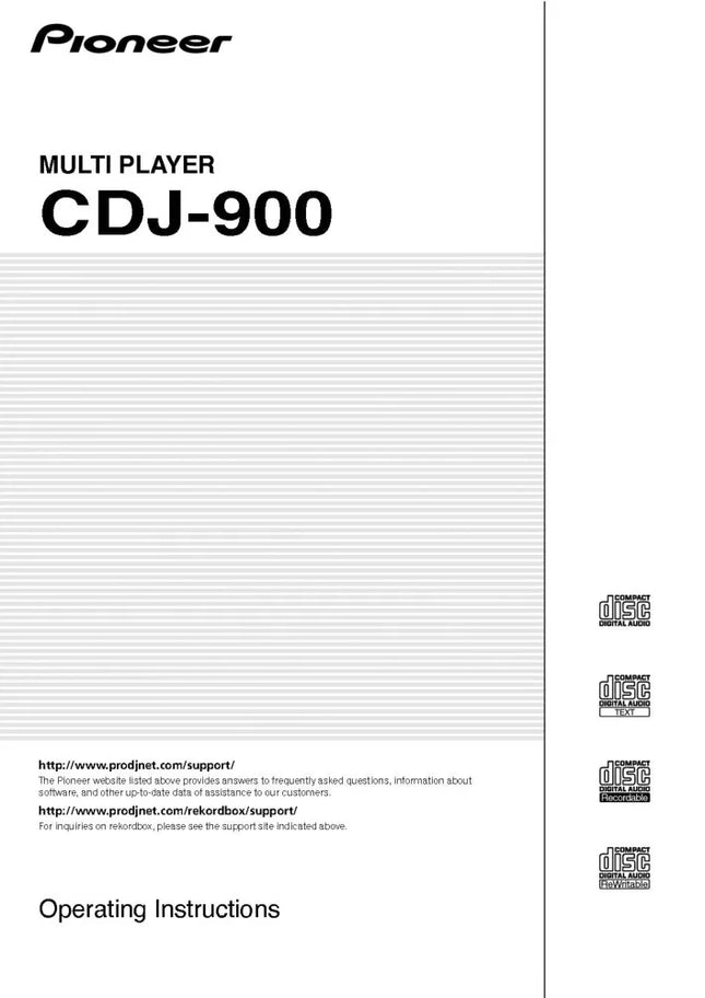 Pioneer CDJ-900 CD Player Owners Manual