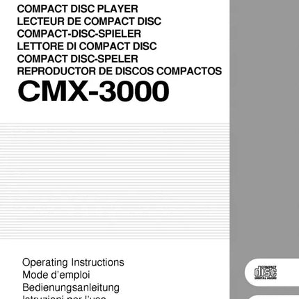 Pioneer CMX-3000 CD Player Owners Manual