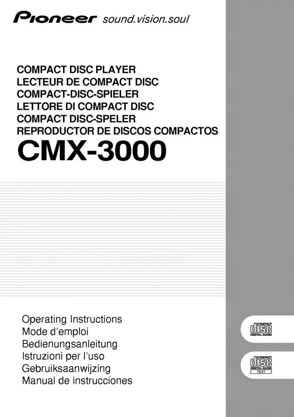 Pioneer CMX-3000 CD Player Owners Manual