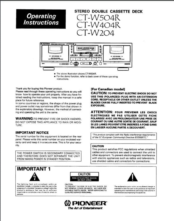 Pioneer CT-W404R Cassette Deck Owners Manual.jpg