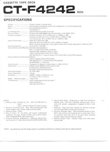 Pioneer CTF-4242 Cassette Player Owners Manual