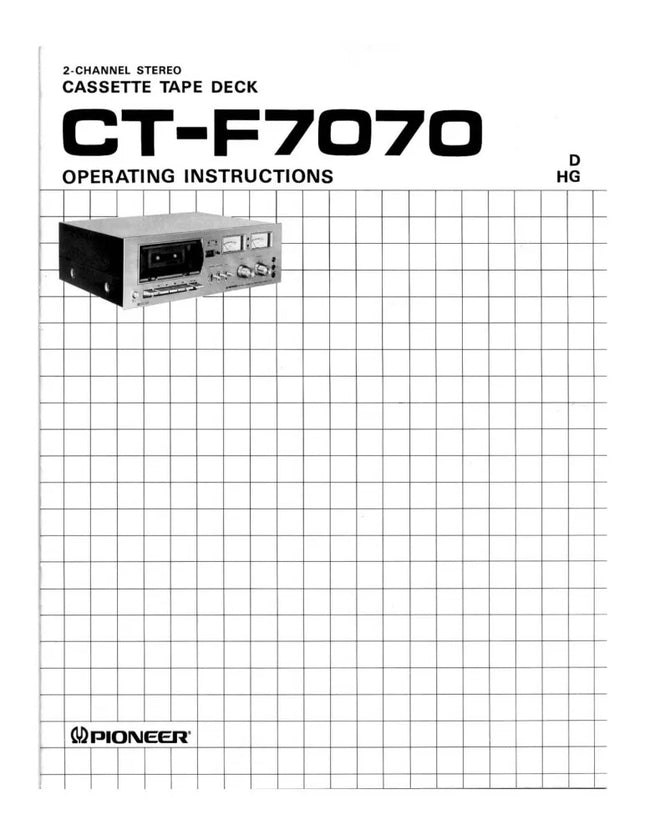 Pioneer CTF-7070 Cassette Player Owners Manual