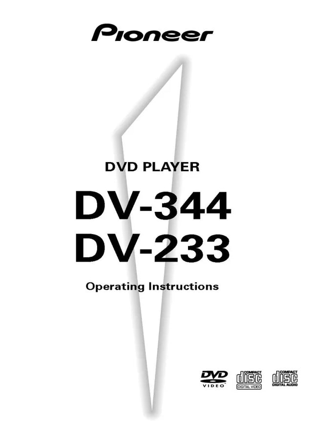 Pioneer DV-233 DVD Player Owners Manual