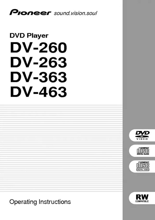 Pioneer DV-260 DVD Player Owners Manual