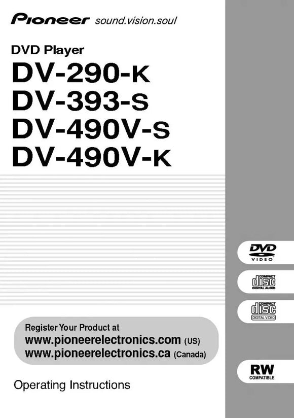 Pioneer DV-290K DVD Player Owners Manual