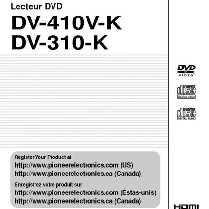 Pioneer DV-310-K DVD Player Owners Manual