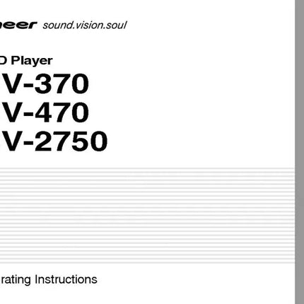 Pioneer DV-370 DVD Player Owners Manual