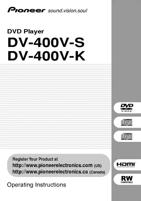 Pioneer DV-400V DVD Player Owners Manual