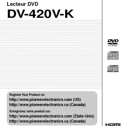 Pioneer DV-420V-K DVD Player Owners Manual