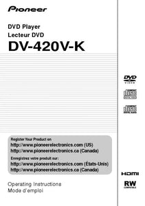 Pioneer DV-420V-K DVD Player Owners Manual