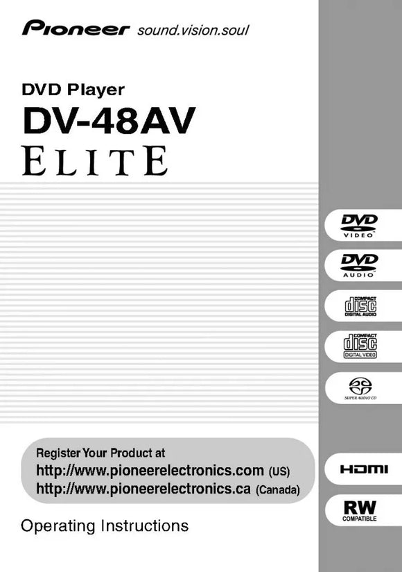 Pioneer DV-48AV DVD Player Owners Manual