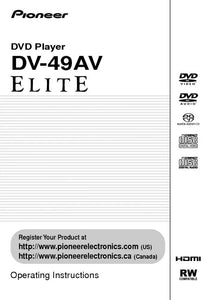 Pioneer DV-49AV DVD Player Owners Manual