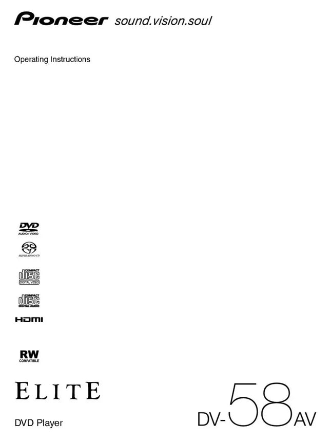 Pioneer DV-58AV DVD Player Owners Manual