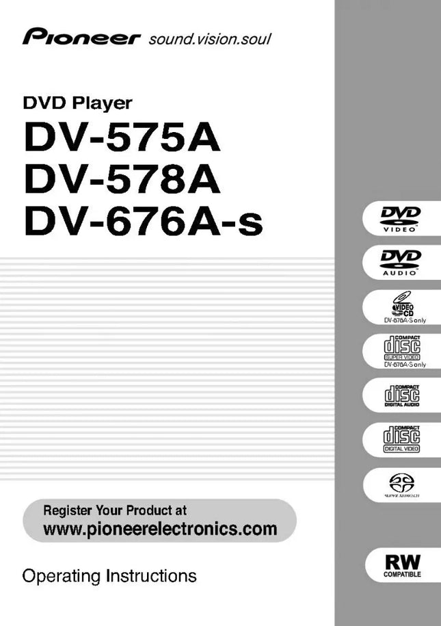 Pioneer DV-676AS DVD Player Owners Manual