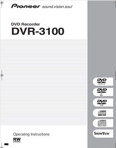 Pioneer DVR-3100 DVD Recorder Owners Manual