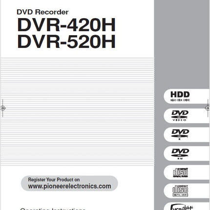 Pioneer DVR-420H-S DVD Recorder Owners Manual