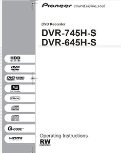 Pioneer DVR-745H-S DVD Recorder Owners Manual