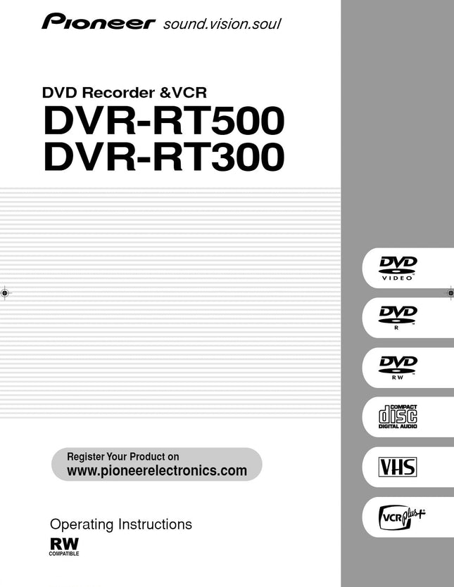 Pioneer DVR-RT300 DVD Recorder Owners Manual