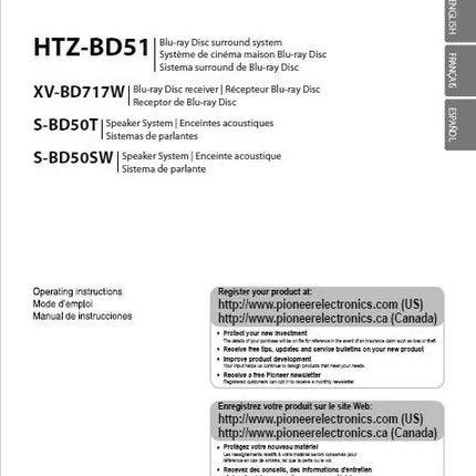 Pioneer HTZ-BD51 Blu-ray System Owners Manual