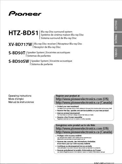 Pioneer HTZ-BD51 Blu-ray System Owners Manual