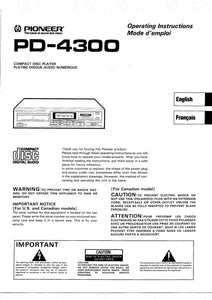 Pioneer PD-4300 CD Player Owners Manual