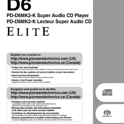 Pioneer PD-D6MK2-K CD Player Owners Manual