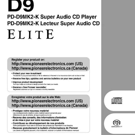 Pioneer PD-D9MK2-K CD Player Owners Manual