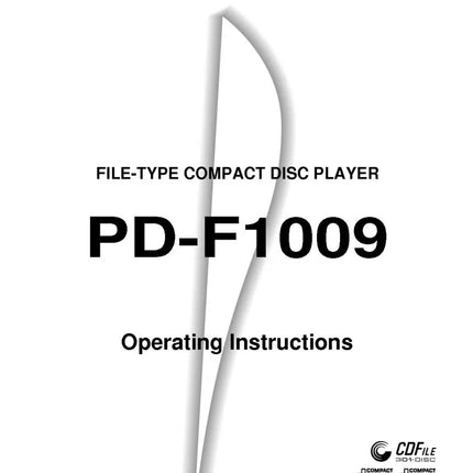 Pioneer PD-F1009 CD Player Owners Manual